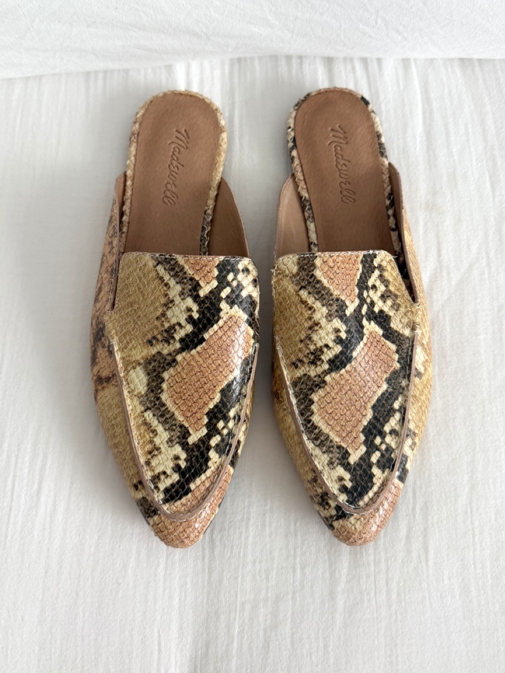 Madewell The Frances Snake Embossed Leather Skimmer Mules